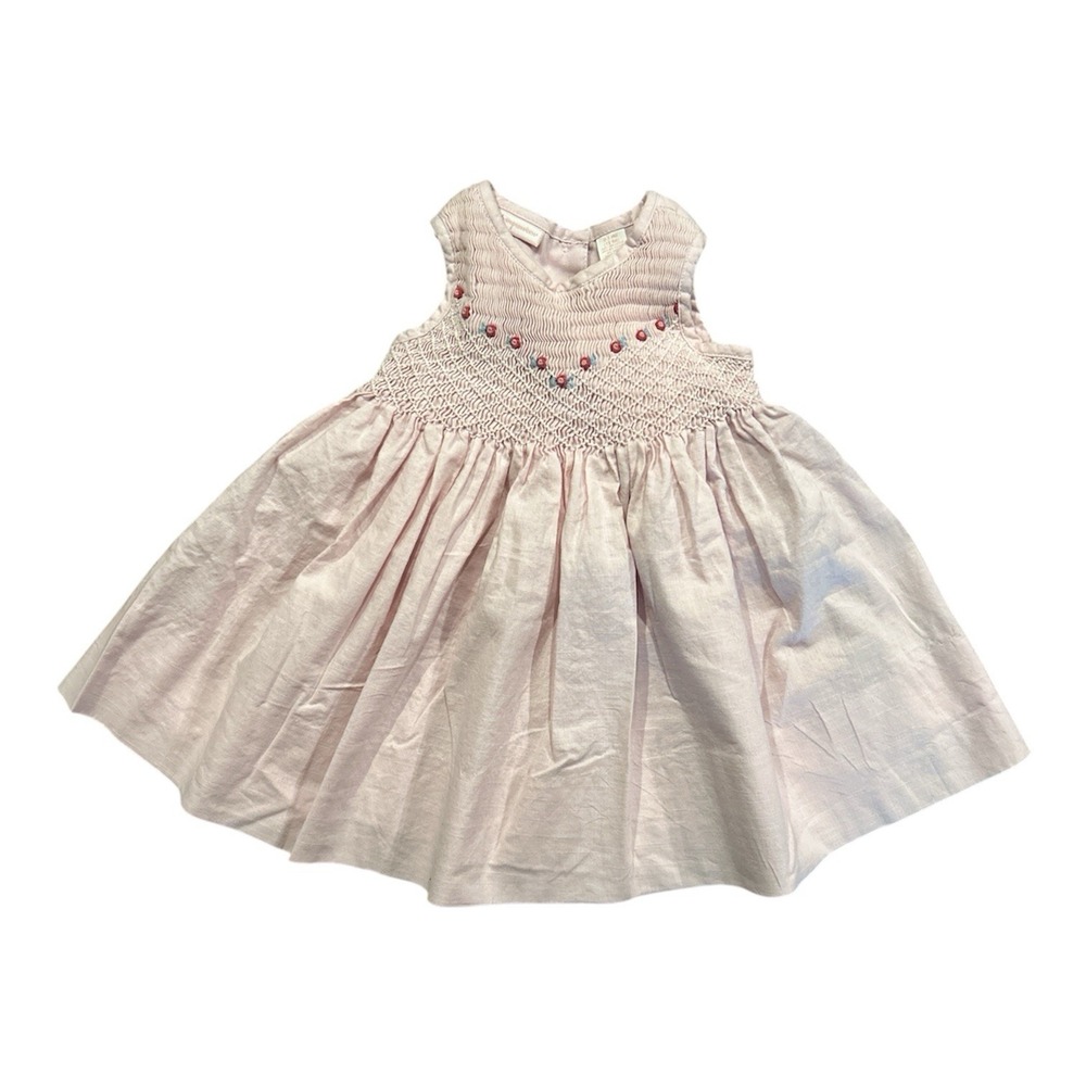 Vintage First Impressions Smocked Baby Girl Dress Floral Embroidered 0-3 Months